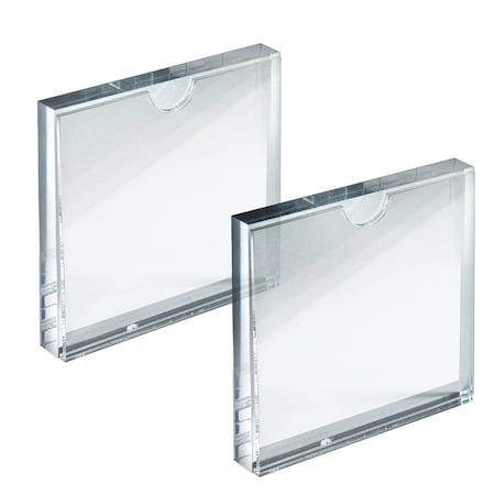 Azar Displays Clear Acrylic Block Sign Holder Frame 4in x 4in, Top Load, 2PK 104554-2PK